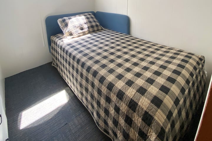 Bedroom #2, newly refreshed with new bed and linens.