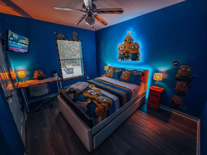 2nd bedroom upstairs.  Full-size bed with trundle.  Kids will love hanging out with the minions!