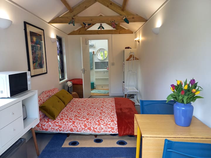 Unique space, with a lovely shower room at the rear.