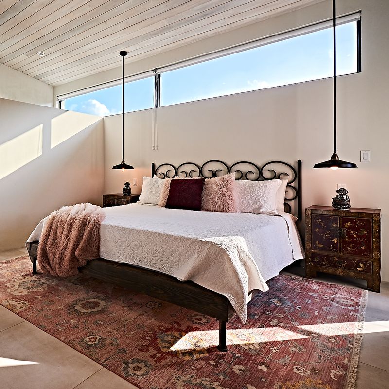 Romantic Rose Room. King ensuite, opens to wrap around patio, sea views on waking and opening blackout curtains.