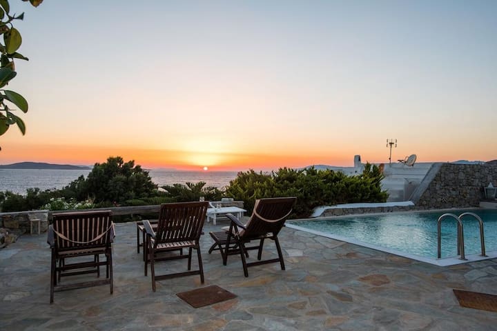 Mykonos Sea front villa with a pool