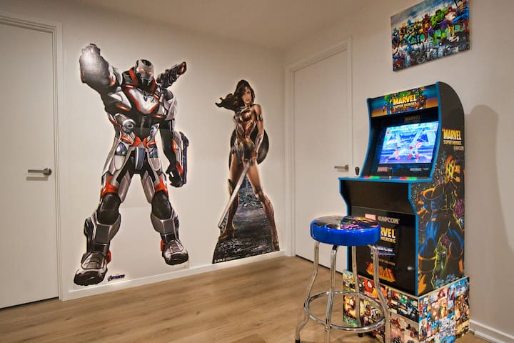 Challenge your friends and family to a Superheroes battle with our exclusive Marvel Arcade Machine...! or take a photo with the life size cutouts of Marvel War Machine and Wonder Woman (Gal Gadot). 