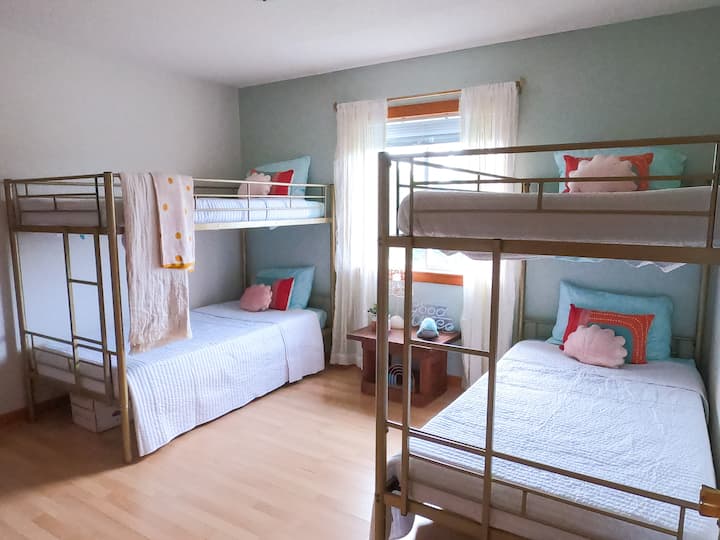 The bunk house has lots of kid books and games plus a small TV for that one show that no one else wants to see, LOL