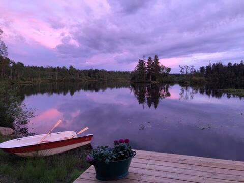Stay in a wild forest landscape with a lake terrace