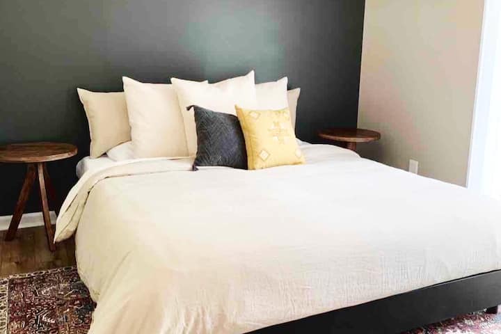 Very comfortable California King sized bed.