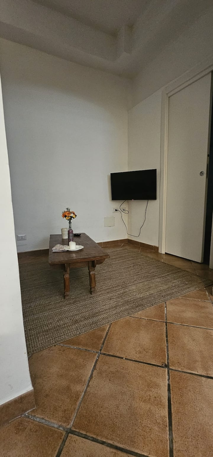 living room with sofa bed and TV with Netflix