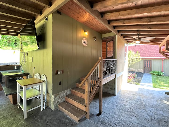 Attached Cottage Bunkroom, entry from covered patio.  The original homestead from 1900's.  