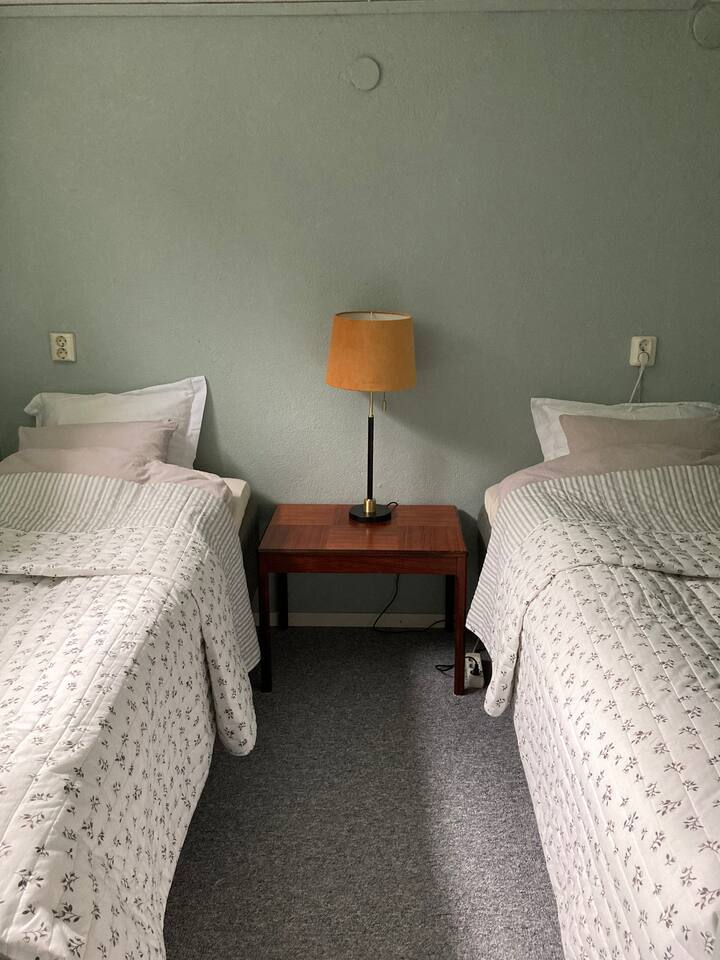 En este dormitorio hay dos camas continentales de 90 cm.