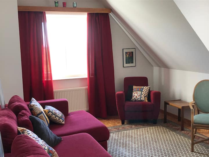 Living room with a view to the East
The couch offers additional sleeping space