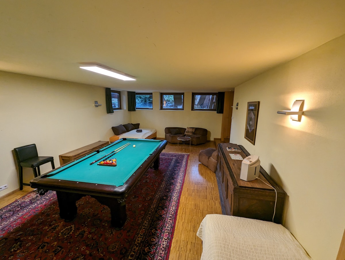 Biljartkamer met twee bedden (slaapbank en eenpersoonsbed)