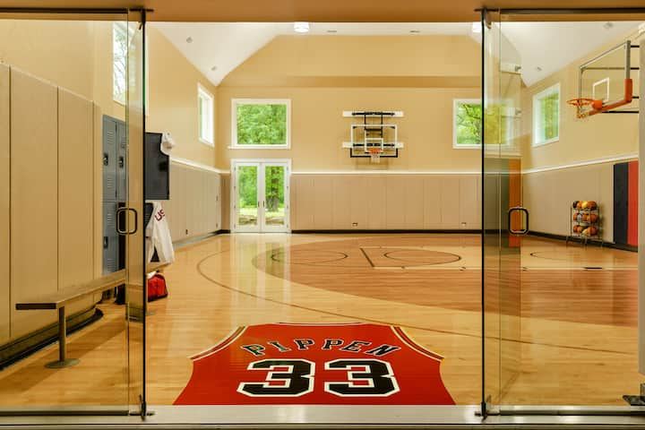 You can play a friendly game of one-on-one or a round of HORSE on my indoor basketball court.