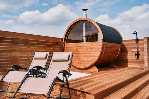 Relax in a private sauna with an ocean view and an open-air bath... Enjoy a BBQ while looking out at