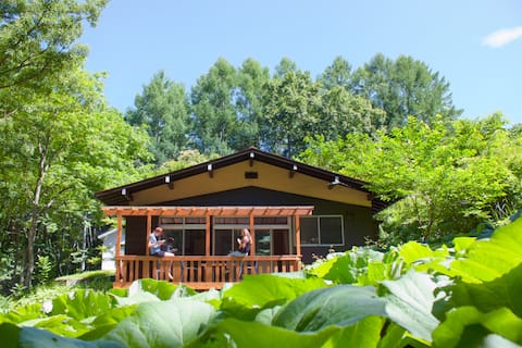 Private cottage in a forest with BBQ and bonfire