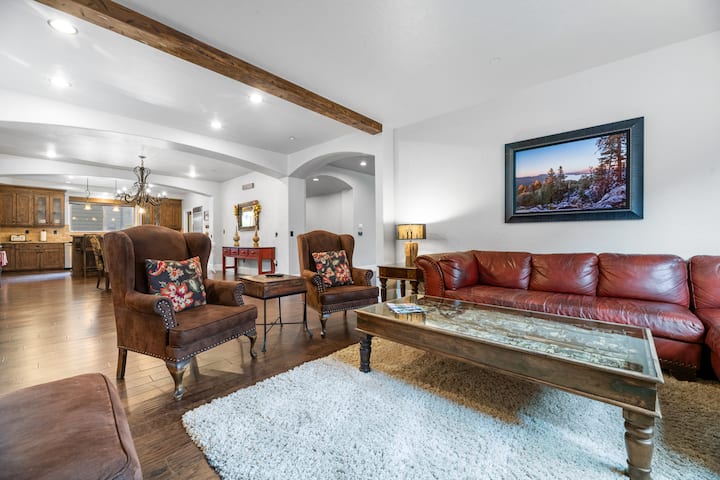 Downstairs Living room with TV& fireplace .  Next to Kitchen