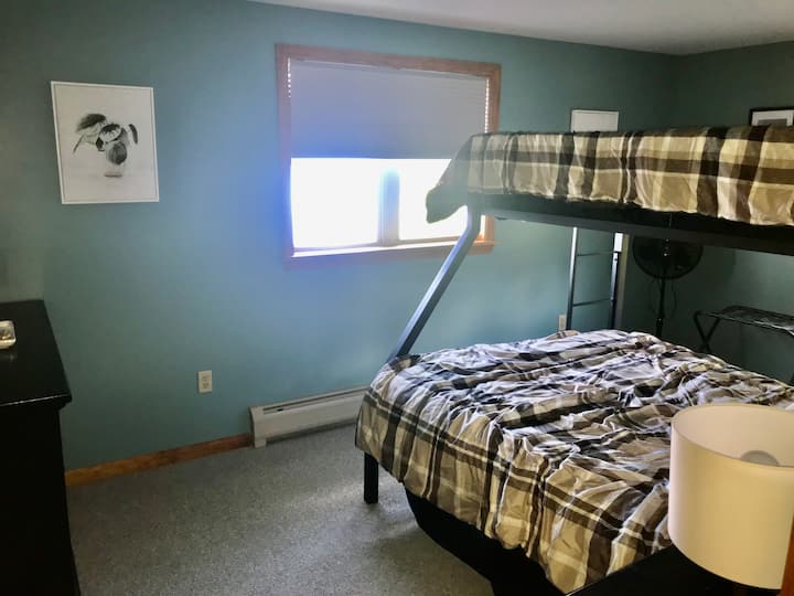 Second BR, twin over queen bunk bed