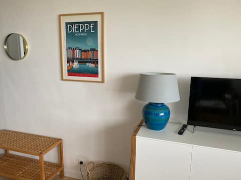 Top Airbnb: bright studio, ground floor, facing the sea, PRIVATE PARKING in Dieppe