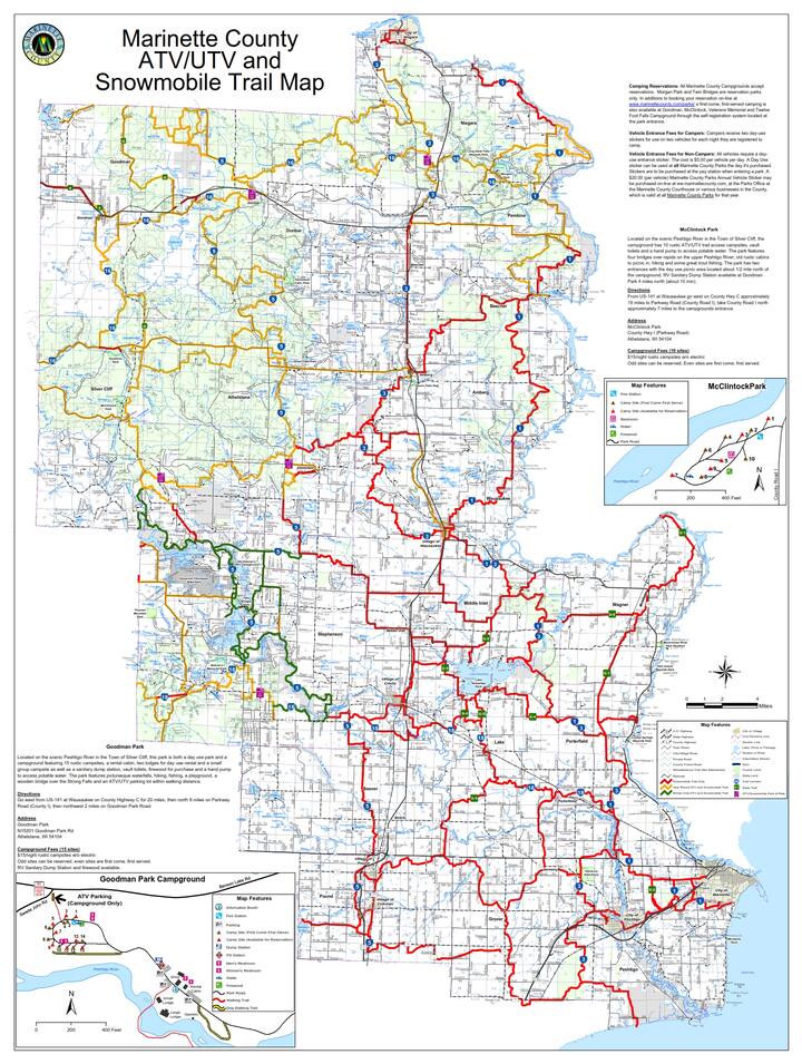 Marinette county snowmobile trail map