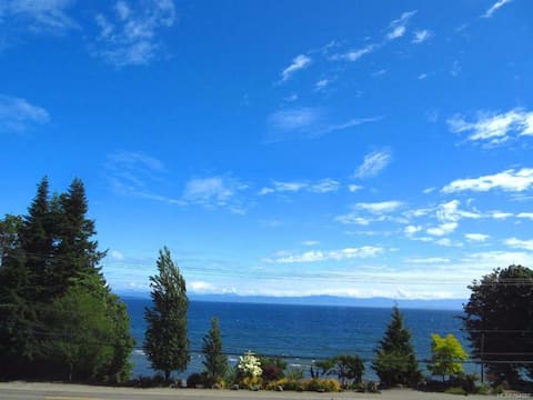 Ocean & Rockies mountain view from The Tower House