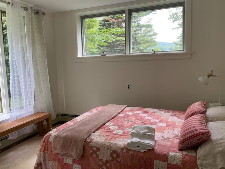 Мида и удобна двојна. Прекрасна светлина и поглед на природата со многу прозорци.