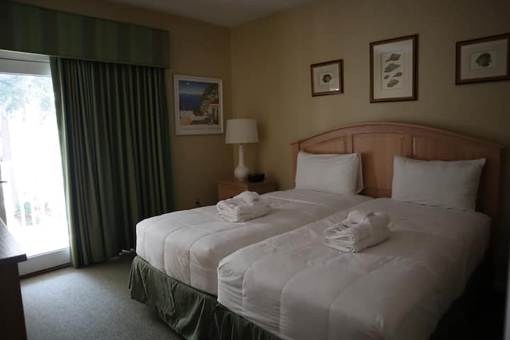 تحتوي غرفة النوم الثانية على سريرين مزدوجين أو يمكن دمجهما في سرير ملكي إذا طُلب منه ذلك مسبقًا.  تحتوي غرفة النوم هذه على سطح خاص لقهوة الصباح وتتمتع برؤية حمام السباحة الموجود في الموقع.