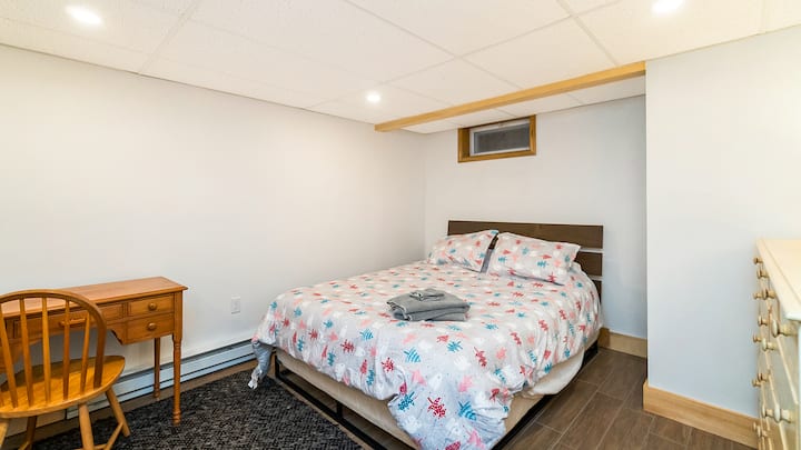 Master bedroom in basement with brand new en suite full bathroom. New queen size mattress. 