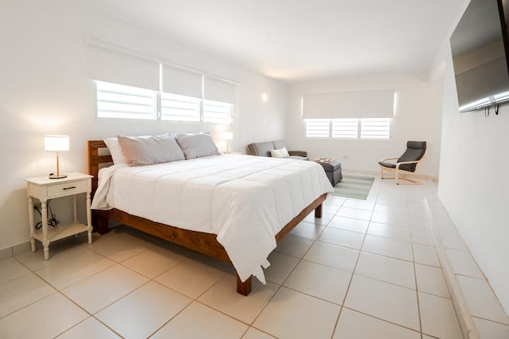 Master suite king size bed and sofa bed.