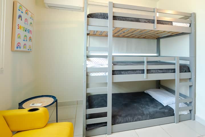 3rd room with bunkbed and sofa bed.