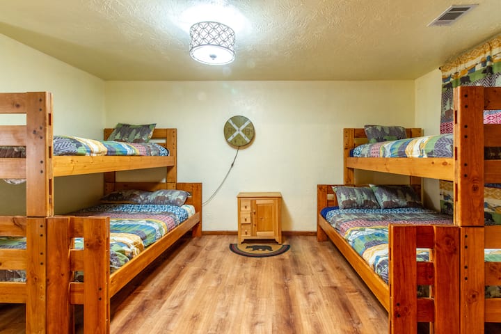 The kids will absolutely love the bunk room off the media room.