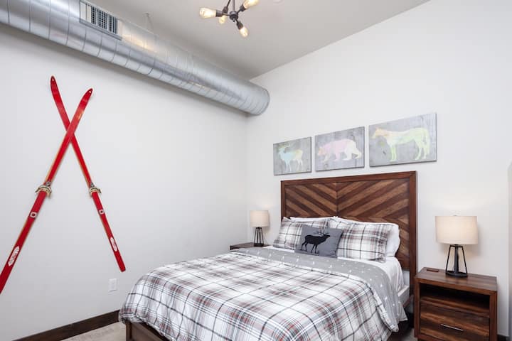 Queen size bed in the loft bedroom!