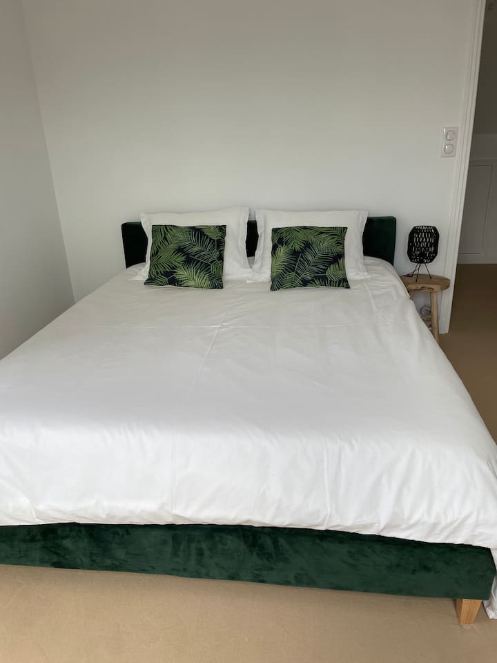 Chambre Palme, përballë detit.
Lit 160 x 200. Jorganë 240x 260