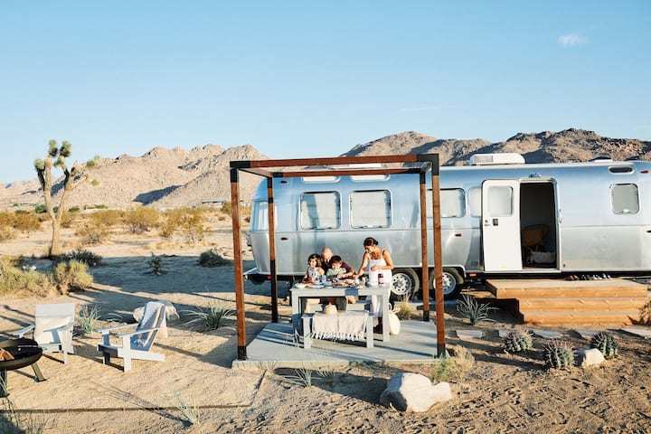 Airstream Joshua Tree POOL firepit resort bar Boutique