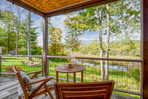 Private Riverfront Getaway with Mountain Views