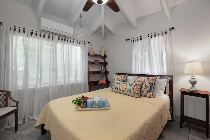 غرفة ضيوف كوين في الطابق العلوي مع مكيف هواء