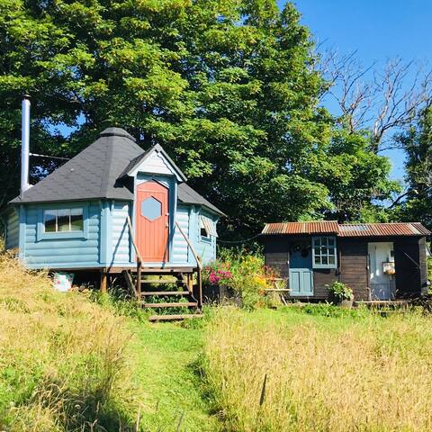 Cabin and shepherds hut in Rural Cornwall for 2-6