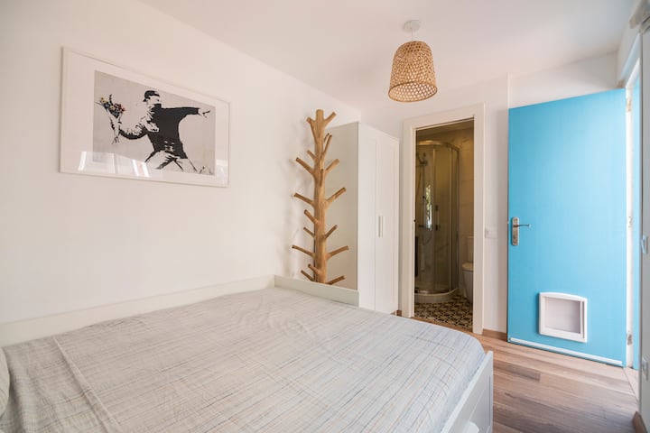 Private Suite terrace. The bedroom can be set with a double bed or single bed + office desk 