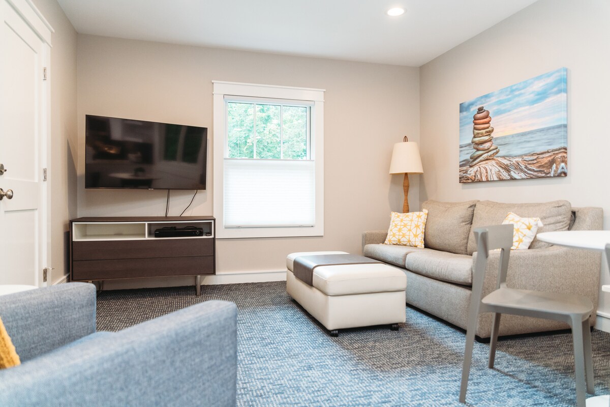 סלון עם ישן ונוח עור אמריקאי