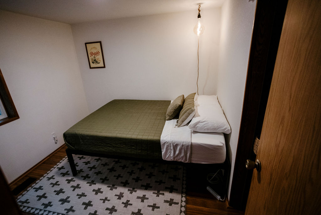 Our ski room features an early bird memory foam mattress. 