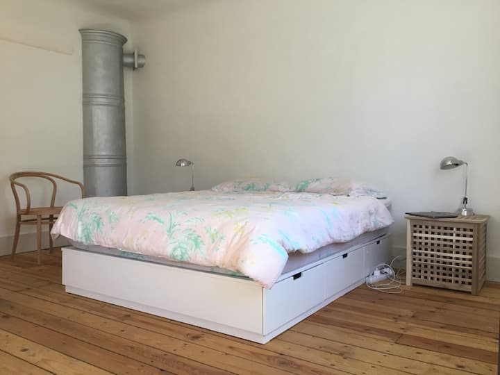 Chumba kikuu cha kulala chenye kitanda cha ukubwa wa malkia