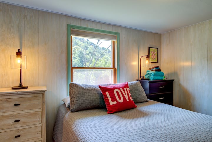 Master bedroom has a comfy queen bed and connecting Master Bath!