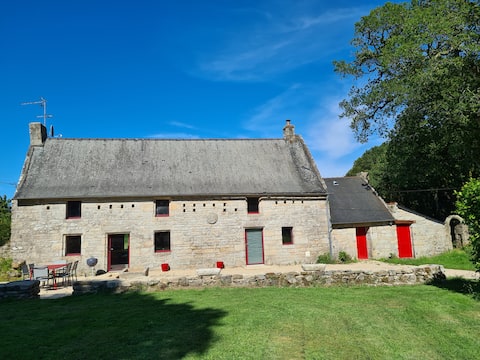 Long house in the countryside close to the sea