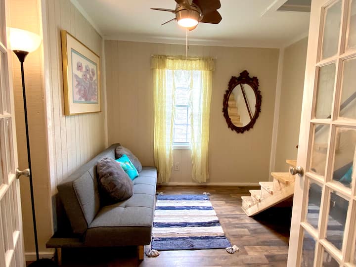 Office/bedroom located through the French doors