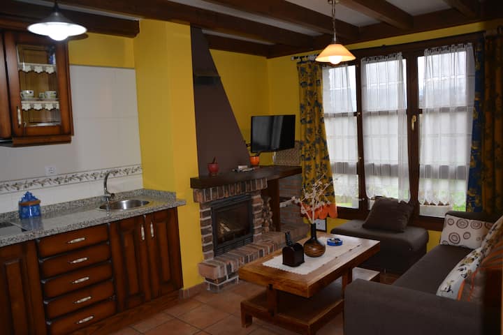 Rural apartment with fireplace for 4 people.-