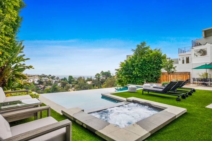 Hollywood Hills mountaintop estate pool, spa, gym gallery image 2