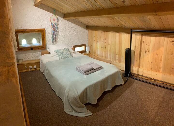 Grenier. The old attic. Suitable for a young adult or child. Houses a low lying single bed or cot. 