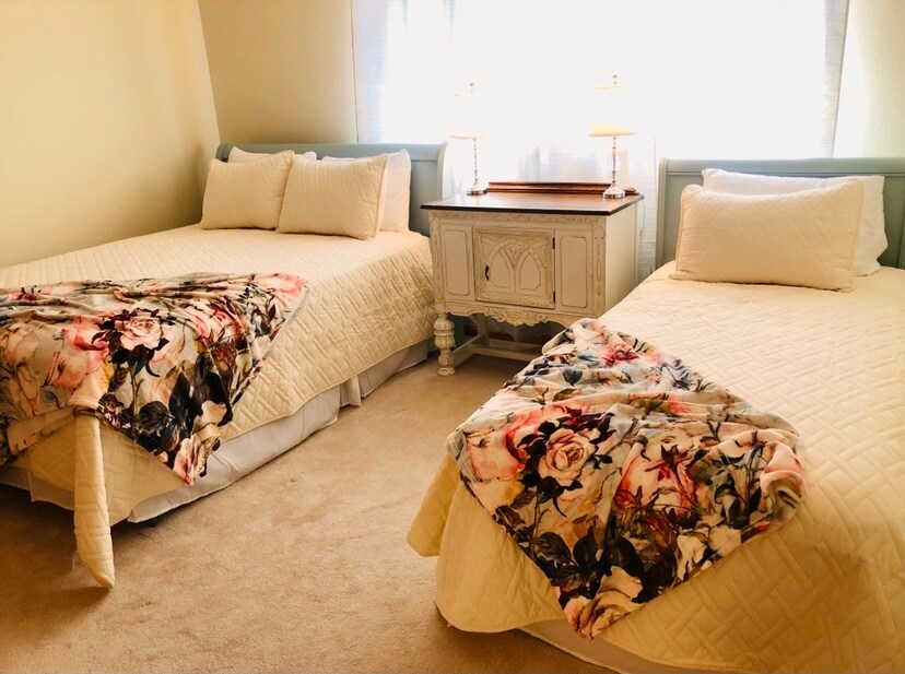 Lower level bedroom. 1 Queen and 1 Twin bed, larger closet.