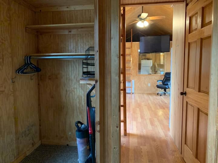 Closet for hanging clothes in 2nd bedroom.  Please note, 2nd bedroom is a small room, but does have a bed.