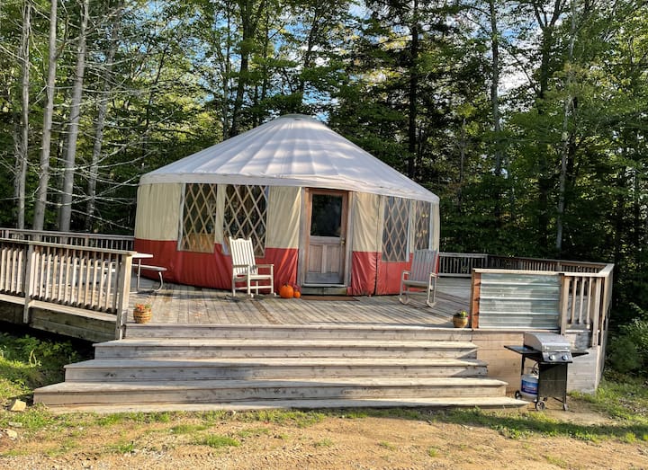 Glamping in The Yurt at the Twisted Moose Yurts for Rent in Tamworth, New Hampshire, United
