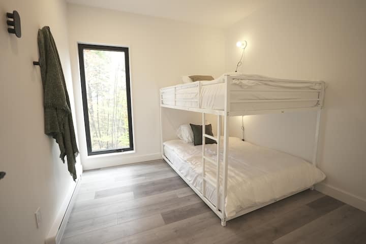 bedroom #3 with bunk beds (Double size)

- Get a well deserved rest on Polysleep mattress and pillows
- Hooks by Appareil Atelier
- Lights by Hamster