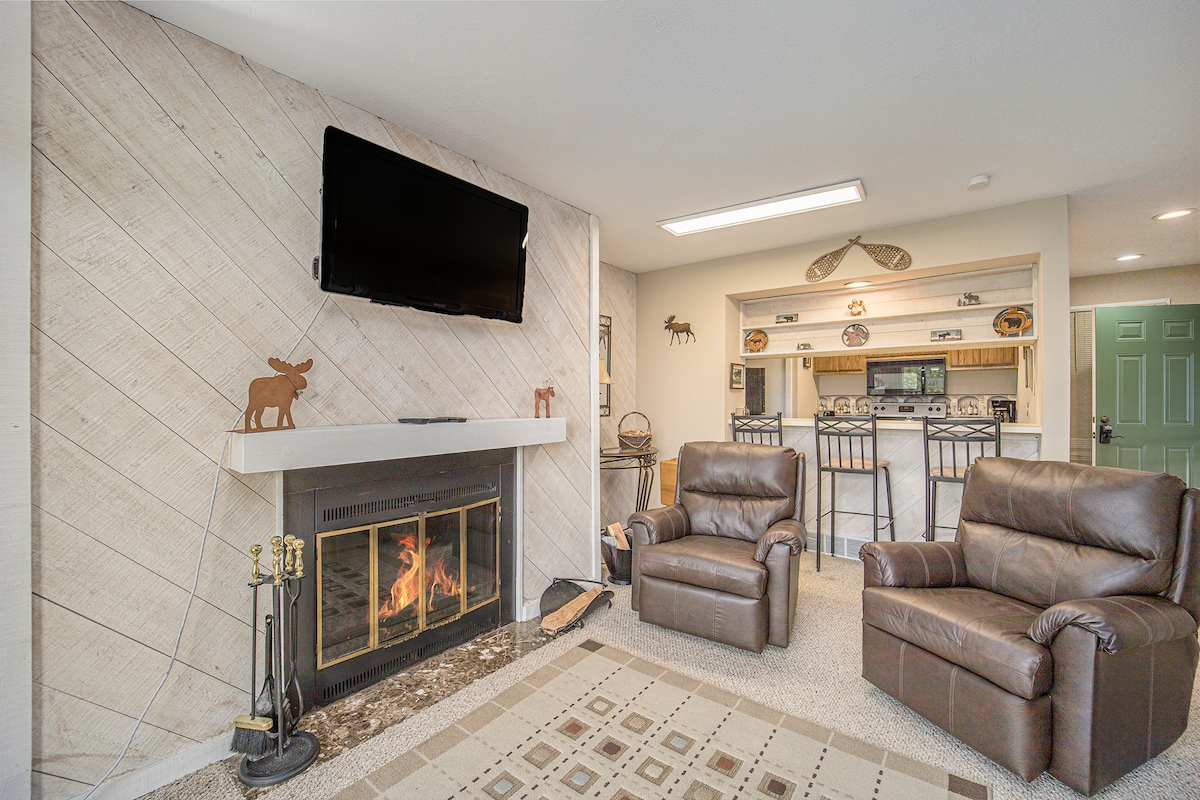 Living Area with Wood Burning Fireplace