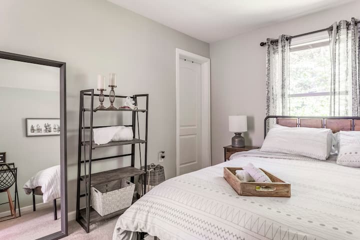 Bedroom in back of home, with en suite.